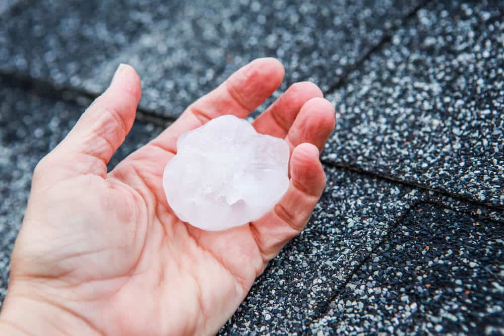 roof suffers hail damage