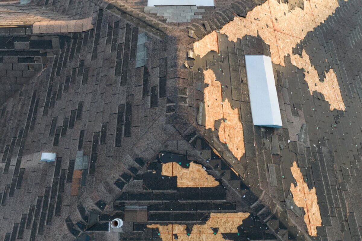 roof suffers wind damage